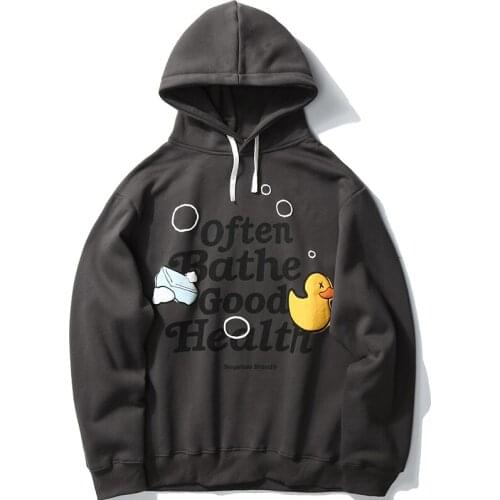 Sweatshirt Hoodie Men Harajuku Cartoon Duck Pattern Hip Hop Streetwear 100% Cotton Oversize 2020 Autumn New Women Man Hoodies