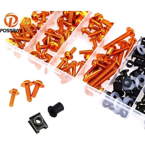 POSSBAY 6mm/5mm Aluminium Universal Motorcycle Fairing Body Bolts Fastener Clips Screws Nuts For Suzuki Honda Yamaha Kawasaki