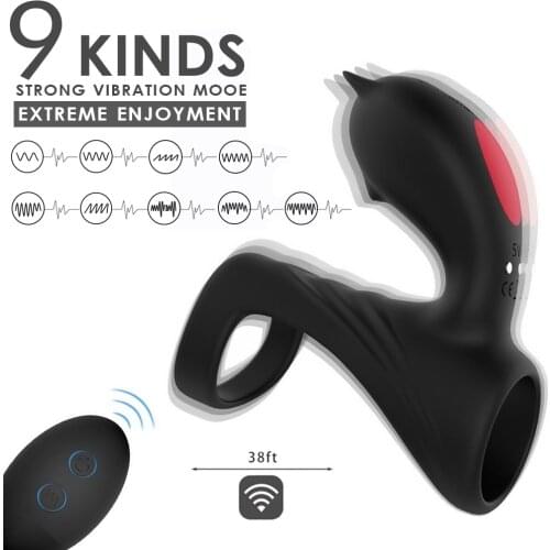 Kinds of 9 Frequency Penis Ring Vibrator for Couples Delay Ejaculation Stimulation Penis Remote Control Cock Ring Erotic Toys