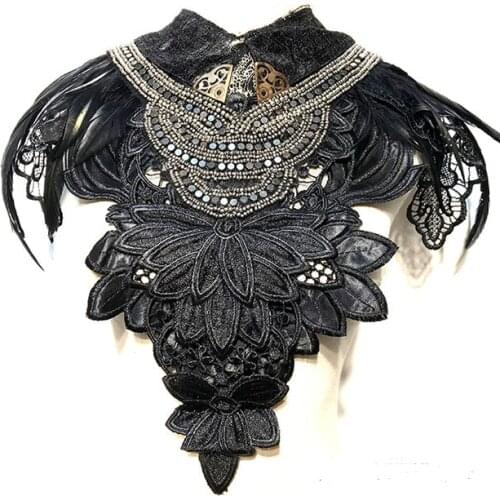 Vintage Handmade Feather Shrug Shawl Fake Collar Shoulder Wrap Cape Gothic Adjustable Cosplay Costume Party
