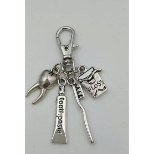 Toothpaste/toothbrush/tooth/toothpick box Large lobster clasp-Fashion jewelry Tibetan silver charm Keychain Gifts Key Chain Z85