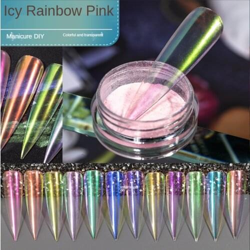 1 box of Nail Rainbow Powder 0.2g Nail Art Deco Aurora Powder Mermaid meal Magic mirror powder Nail neon pink