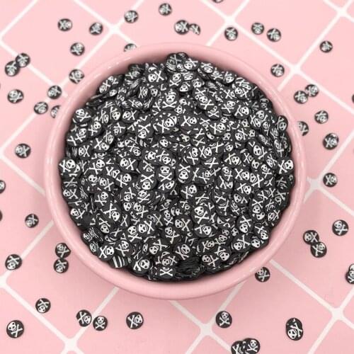 100g Halloween Style Round Skull Slice Polymer Soft Clay Sprinkes for Craft Making Accessories DIY Nail Arts Decoration 5mm