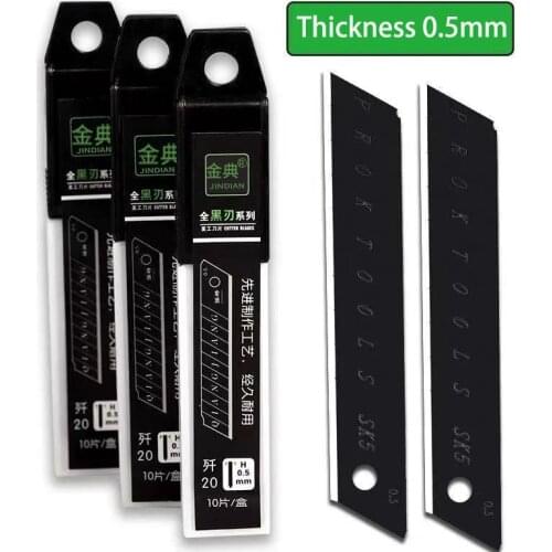 100PCS stainless steel utility knife blade 100mm*18mm Black DIY Tool Replace the carving blade for Student Office stationery