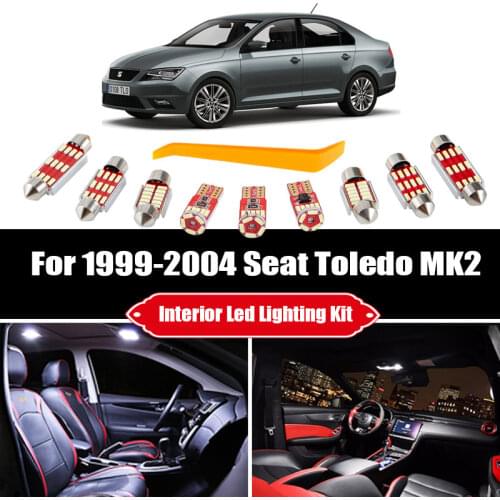 16pcs For 1999-2004 Seat Toledo MK2 1M 1M2 White Canbus Car Accessories LED License Plate Lamp Interior Reading Dome Light Kit