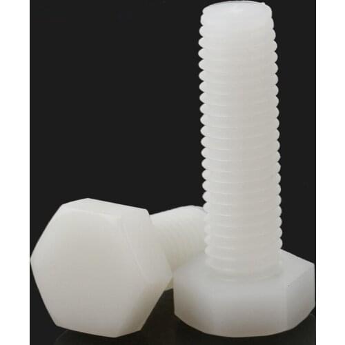 2pcs M16 hexagon nylon screws outer hex machine teeth screw mechanical bolts plastic bolt white color 20mm-100mm length