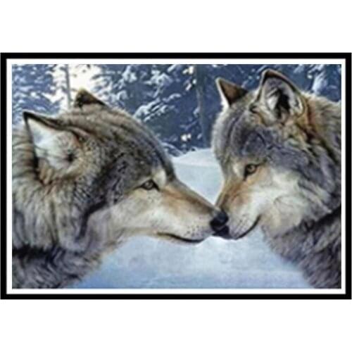 5D diamond painting animal two wolf round diamond mosaic home decoration painting pattern DIY handmade embroidery Christmas gift