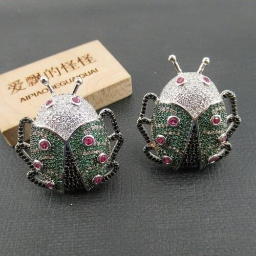 APDGG 1 PC Cubic Zirconia Pave Jewelry Findings Big Ladybird Clasps For Pearl Bracelets Necklaces Making DIY Craft Accessories