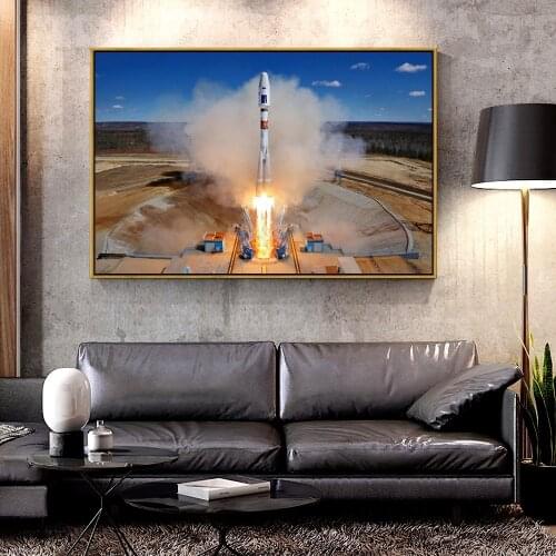Artcozy Oil Canvas Painting soyuz_rocket_space_launch_vostochny_cosmodrome_russia_spaceport For Home Decoration Wall Art