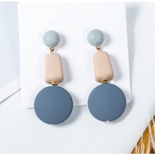 BFH New Fashion Round Long Wood Dangle Earrings For Women Vintage Geometric Round Drop Pendientes Earrings 2019 Female Jewelry