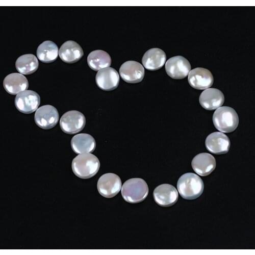 High Quality 12-13mm Natural White Coin Flat Loose Beads Freshwater Pearl For Jewelry Making