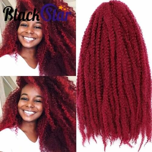 18 Inch Marley Braids Twist Crochet Braiding Hair Burgundy Synthetic Afro Kinky Curly Marley Braids Hair Extensions