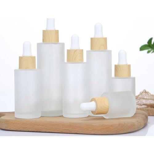 30pcs 20-80ml Wood Grain Cap Bottle Glass Aromatherapy Liquid Dropper essential basic massage oil Pipette Refillable Bottles
