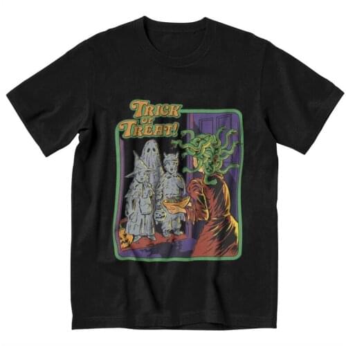 Trick Or Treat T Shirts Men Short Sleeve 100% Cotton T-shirts Halloween Scary Horror Tees Top Fashion Tshirts Gift Idea