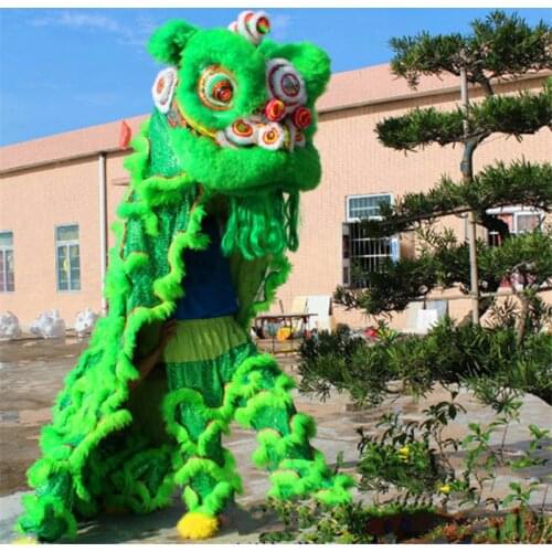 Hot Lion Mascot Dance Costume Wool Southern Lion Chinese Folk Art for Two Adults Cosplay Party Dress Outfits Clothing Halloween