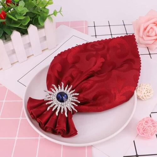 Exquisite Blue Sunflower Napkin Ring Napkin Buckle Holder Blue Satellite Stone Napkin Ring For Wedding Parties Table Decoration