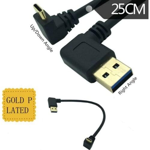 Gold-plated USB3.0 Type-C side bend computer notebook mobile phone data charging data cable