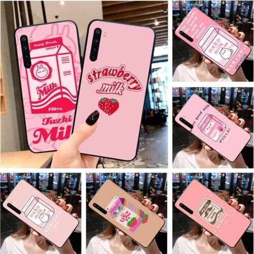 Kawaii Japanese Strawberry Milk Soft Phone Case Cover For OPPO Realme 6 Pro Realme 3 5 Pro C2 RENO2-Z A11X