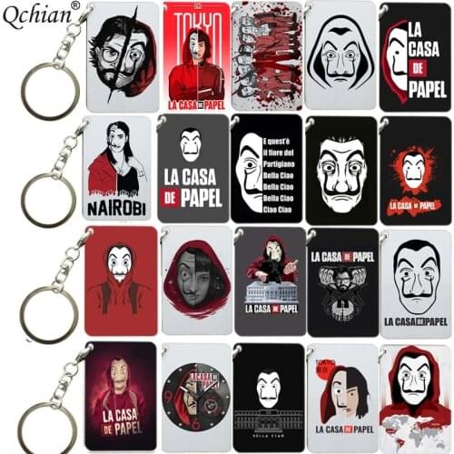 New Arrival Spain TV series la casa de papel money heist Keychain Keychain Keychains Charm Keyring Bag Pendant Wooden Jewelry