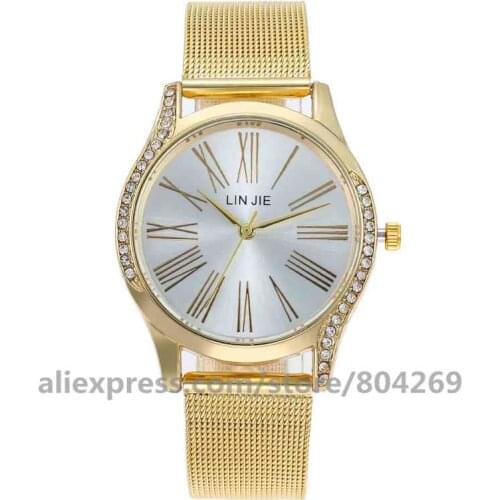 Wholesale Women Wristwatch Mesh Rhinestone Alloy Quartz Watch Women Fashion Watches