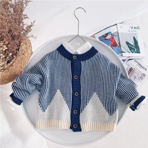 2021 Autumn Spring Children Baby Kids Girl Boy Knitted Sweater Cardigan Tops Coat