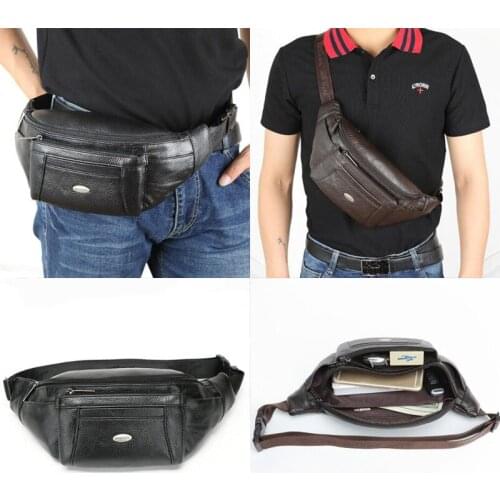 Genuine Leather Waist Bag Mens Leather Fanny Pack Belt Bag Sling Men Bag Men Waist Pack Travel Messenger Chest Back Day Pack