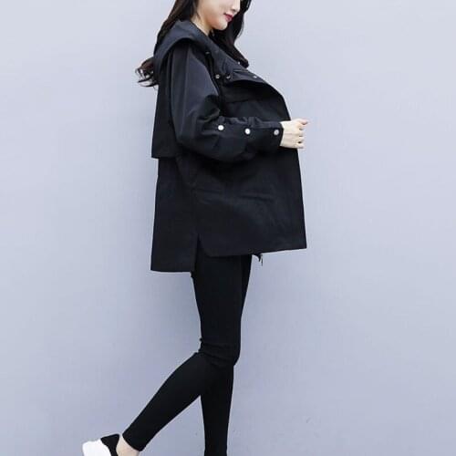 Plus Size Women Jacket Coat Hooded Long Sleeve Casual Windbreaker Female Loose Jackets Oversize Ladies Outerwear 2021 New Autumn
