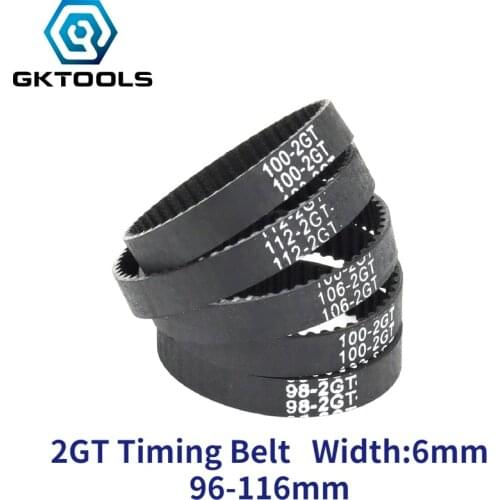 GKTOOLS C-1 3D Printer Parts GT2 6mm 2GT Closed Loop Rubber Timing Belt 96 98 100 102 104 106 108 110 112 114 116 mm