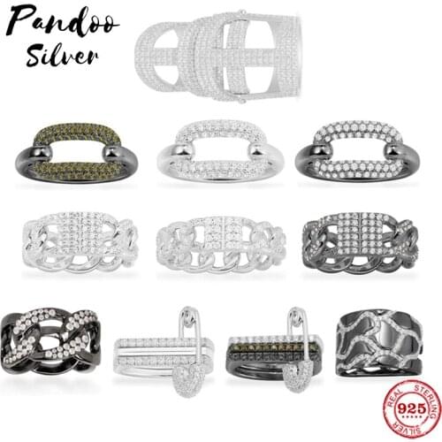 S925 Sterling Silver Jewelry 1:1 Copy,White Chain Link Ring,Camouflage Ring,Safety Pin Ring,High Quality Exquisite Craft Jewelry