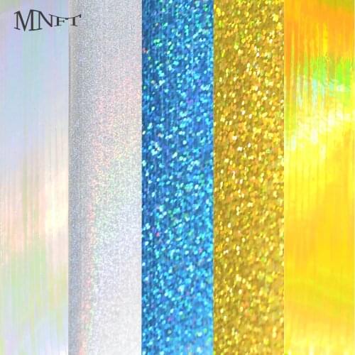 MNFT 5Pcs 12X7.3cm Self Adhesive Holographic Film lure fishing spoon Flash Tape DIY Fishing Lure Nymph Fly Tying Materials