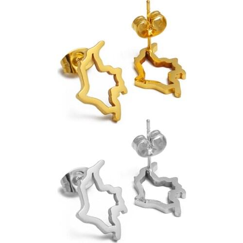Anniyo 1.5cm Small Colombia Outline Map Stud Earrings of Colombian Jewelry Stainless Steel #253221