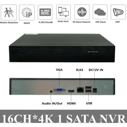 16CH*5MP NVR H.265 Network Digital Video Recorder Max 8T IP Camera ONVIF 2.4 CMS XMEYE With Power Adapter P2P Cloud