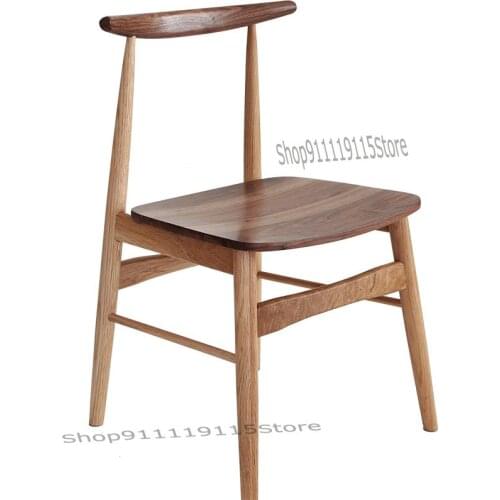 Nordic All Solid Wood Horn Chair Creative Household Simple Back Chair Japanese Simple Log Dining Chair