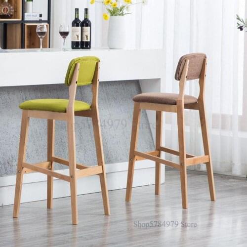 Solid Wood Comfortable Back Bar Chair Simple Modern New Chinese Family Restaurant Bar Nordic Wooden Stool