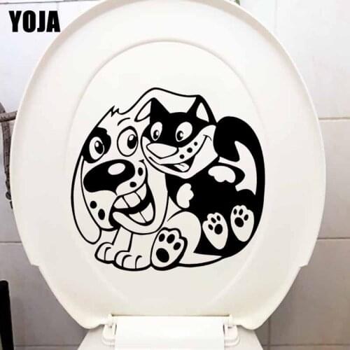 YOJA 23.9X22.5CM Wall Stickers Toilet Decal Dog Cat Friendship For Kids Baby Room Decor T5-0095