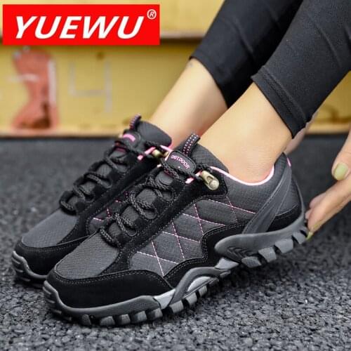 YUEWU Womens Outdoor Hiking Flats Shoes Hiking Shoes Women Suede Waterproof Keep Warm Anti-Slip Climbing Mountain Flat Sneakers