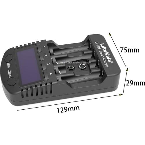 LiitoKala Lii-ND4 NiMH/Cd Charger AA AAA charger LCD Display and Test battery capacity For 1.2V aa aaa and 9V batteries