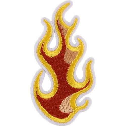 Yellow Flames Fire Embroidery Sew On Iron On Patch Badge Fabric Applique Craft