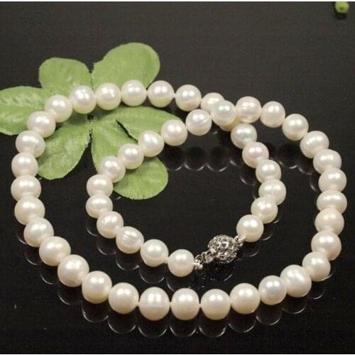 Fashion jewelry Beautiful gift 8-9mm White Fresh Water Cultured Pearl Necklac 18inchNecklac