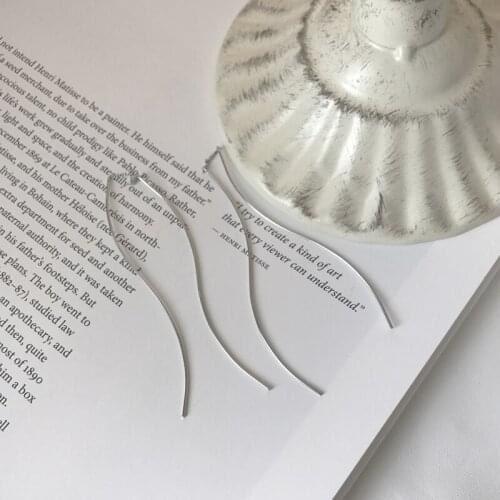 Ear Thread Earrings 925-Sterling-Silver Long Chain Earrings for Women Delicate Silver Bar Earrings Threader New