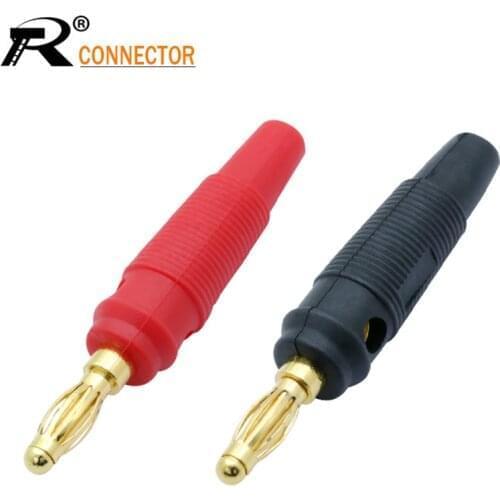 2pcs/1pair New 4mm Plugs Gold Plated Musical Speaker Cable Wire Pin Banana Plug Connectors