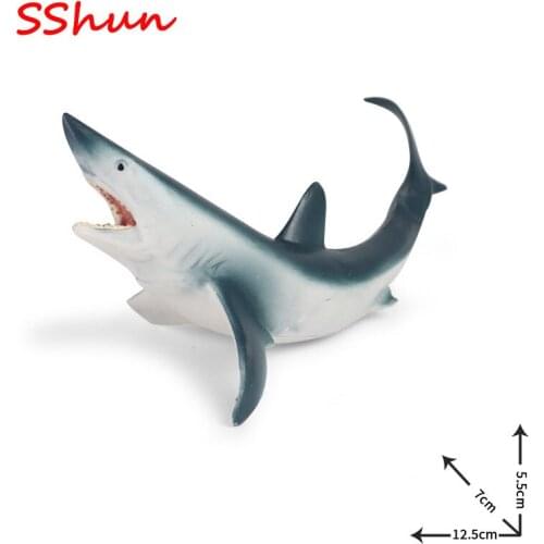 12.5*7*5.5cm children simulation marine animal model toy mako shark static solid shark megalodon plastic ornament