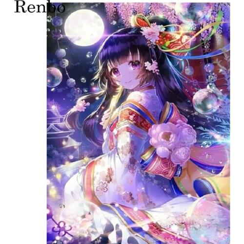 3D Square Round Diamond Painting Japanese girl DIY Diamond Mosaic Cartoon Girl 5D Crystal Painting diy Diamond Embroidery icons