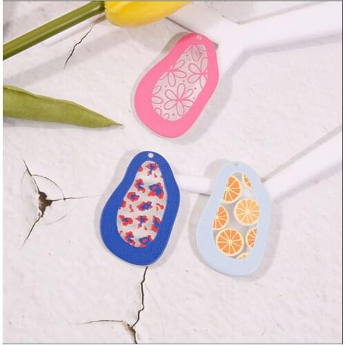 4pcs Resin Fruit printing Charms Acrylic Pendant Earring DIY Jewelry Accessories