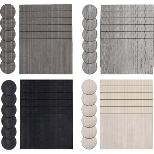 6 Pcs Square Placemats Dining Table Heat-Resistant Washable Place Mats PVC Place Mats For Household Tableware Accessories
