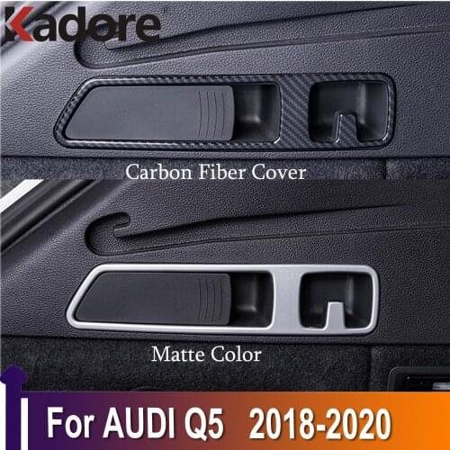 Car Accessories Interior For Audi Q5 2018 2019 2020 Carbon Fiber Rear Seat handle Cover Trim Decoration Interior Accessories