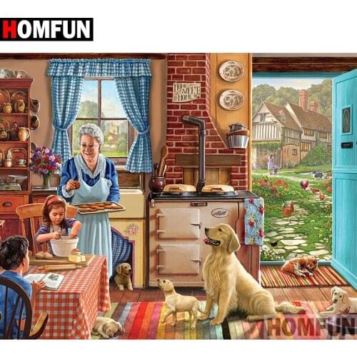 HOMFUN Full Square/Round Drill 5D DIY Diamond Painting "Character kitchen" Embroidery Cross Stitch 5D Home Decor Gift A00763