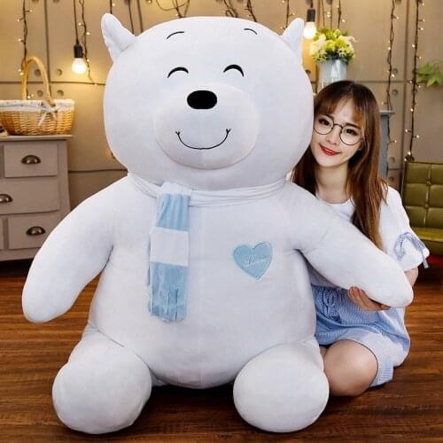 Big Size Kawaii Polar Bear Plush Toy Soft Cartoon Animal Teddy Bear Stuffed Doll Baby Accompany Doll Girlfriend Birthday Gift