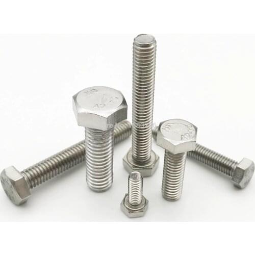 10pcs M3 M4 M5 M6 M8 A2-70 304 Stainless Steel Metric Thread DIN933 External Outside Hex Hexagon Head Cap Screw Bolt L=6-65mm