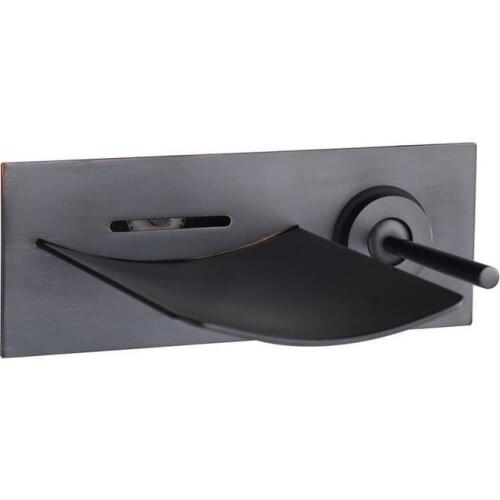 Oil Rubbed Bronze LED light basin faucet mixer, Copper black sink basin faucet wall mounted,Bathroom wash basin faucet waterfall